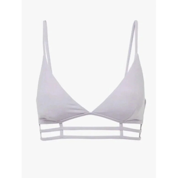 JONATHAN SIMKHAI Eunice Strappy Plunge Neck Bikini Top in Lupine Lavender Medium - Picture 2 of 7